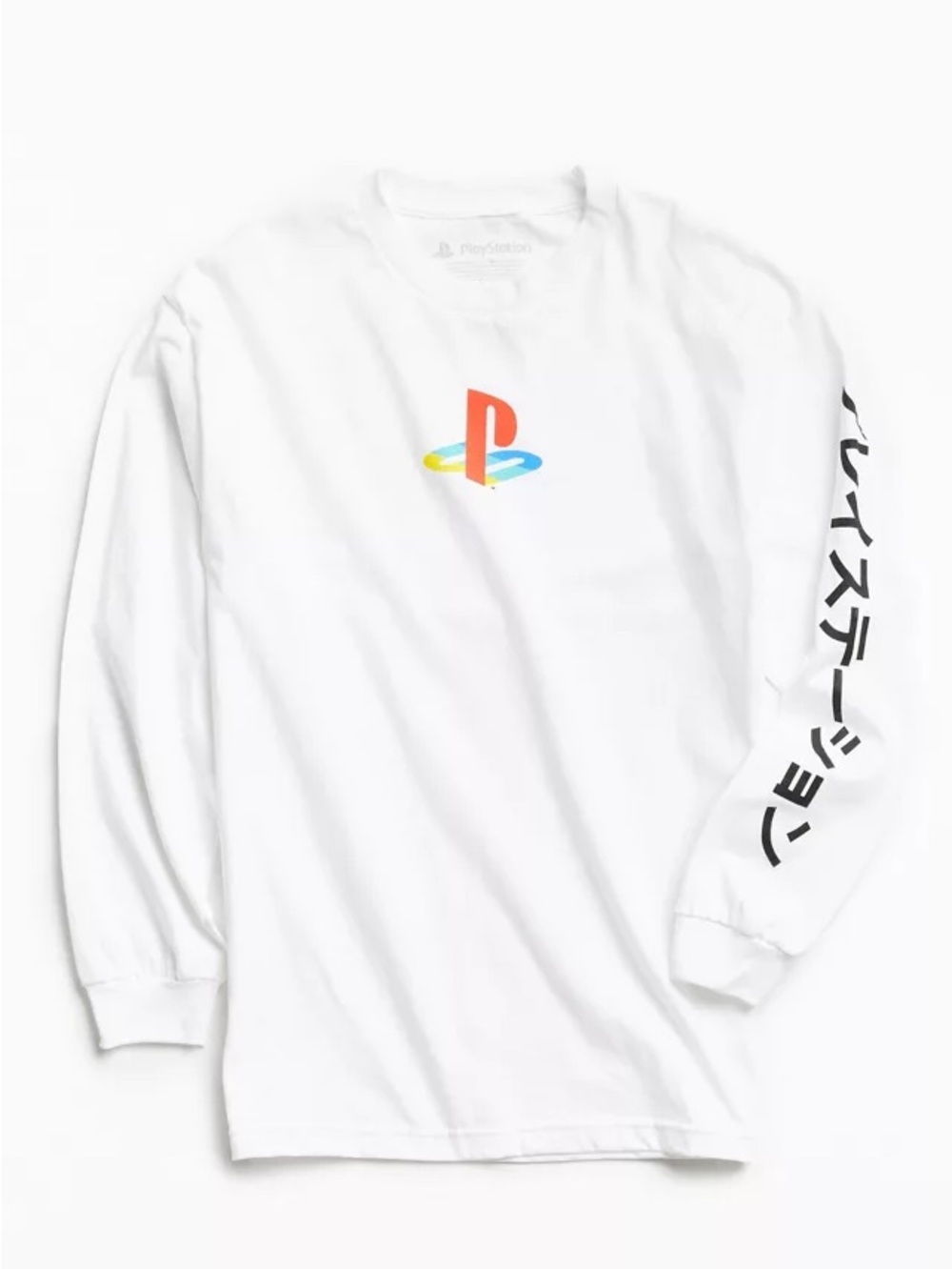 Sony PlayStation White Long-Sleeve Logo Tee Urban Outfitters